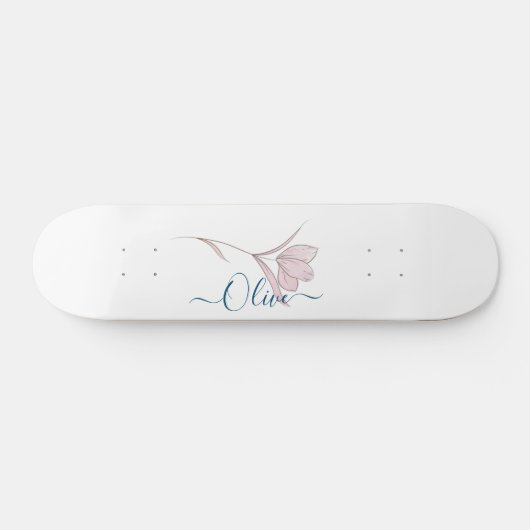 Floral Waterverf gepersonaliseerd skateboard - Cus (Horizontaal)