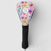 Floral Waterverf Gepersonaliseerde Golf Head Hoesj Golfheadcover (Voorkant)