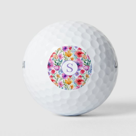 Floral Waterverf gepersonaliseerde golfballen (Voorkant)