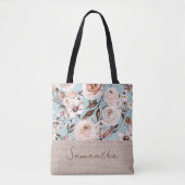 Floral Waterverf gepersonaliseerde naam Tote Bag (Voorkant)