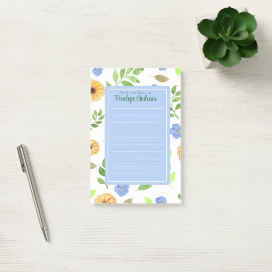 Floral Waterverf Gepersonaliseerde Post-it Notitie Post-it® Notes (Kantoor)