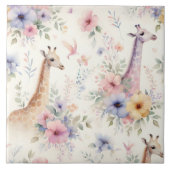 Floral Waterverf Giraffe Tegel Design Tegeltje (Voorkant)