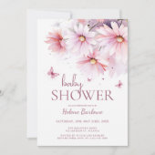 Floral Waterverf Girl Baby shower Kaart (Voorkant)
