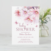 Floral Waterverf Girl Baby shower Kaart (Staand voorkant)