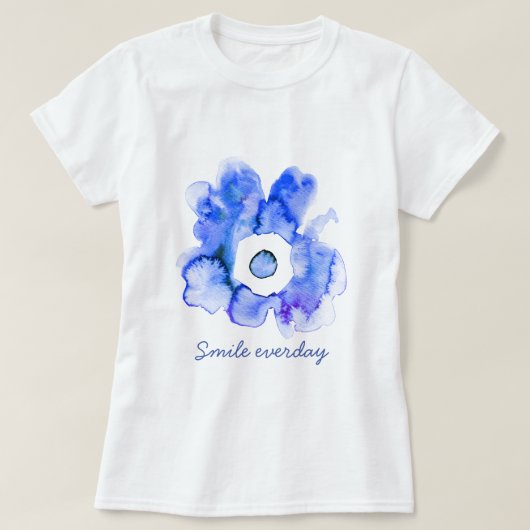 Floral waterverf glimlach abstracte kunst T-Shirt (Design voorkant)