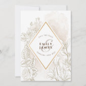 Floral Waterverf Gold Fremad Wedding Invitation Kaart (Voorkant)