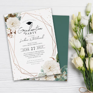 Floral Waterverf Graduation Party Folie Uitnodiging