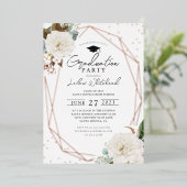 Floral Waterverf Graduation Party Folie Uitnodiging (Staand Voorkant)