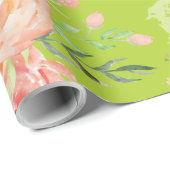 Floral waterverf Green Cactus Cadeaupapier (Rol Hoek)