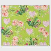 Floral waterverf Green Cactus Cadeaupapier (Vlak)