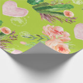 Floral waterverf Green Cactus Cadeaupapier (Hoek)