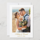 Floral Waterverf Green Gold Photo Wedding Kaart (Achterkant)