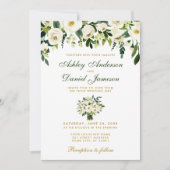 Floral Waterverf Green Gold Wedding Invitation BG Kaart (Voorkant)