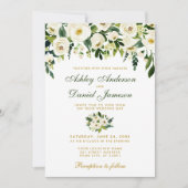 Floral Waterverf Green Gold Wedding Invitation GB Kaart (Voorkant)