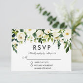 Floral Waterverf Green White Wedding RSVP (Staand voorkant)