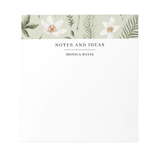  Floral Waterverf Greenery Gold Pattern Notitieblok (Voorkant)