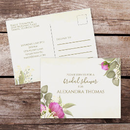 Floral Waterverf Greenery Peony Vrijgezellenfeest Briefkaart