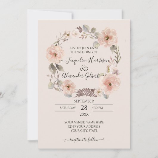 Floral Waterverf greenery rustic botanical blush (Voorkant)