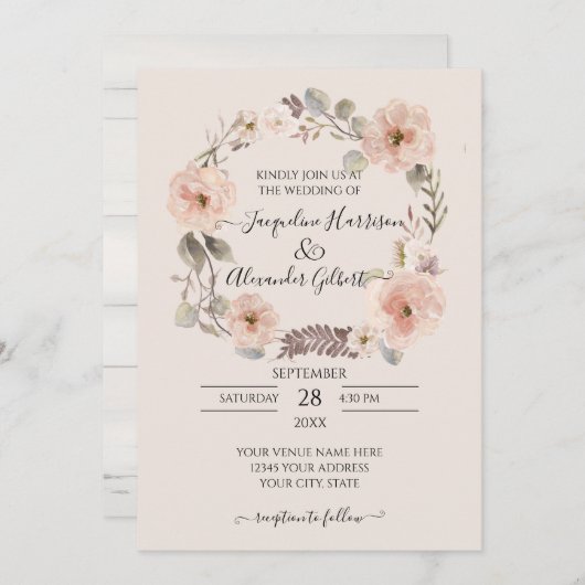 Floral Waterverf greenery rustic botanical blush (Voorkant / Achterkant)