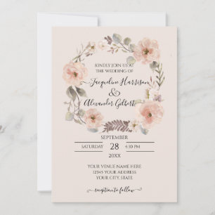 Floral Waterverf greenery rustic botanical blush