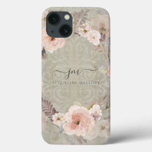 Floral Waterverf Greenery Rustic Grey Wood Script Case-Mate iPhone Case
