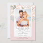 Floral Waterverf Greenery Save the Date Blush Kaart (Voorkant)
