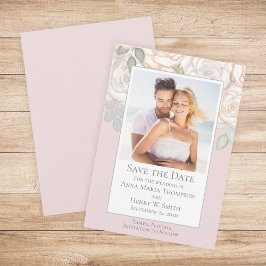 Floral Waterverf Greenery Save the Date Blush Kaart