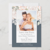 Floral Waterverf Greenery Save the Date Grey Kaart (Voorkant)