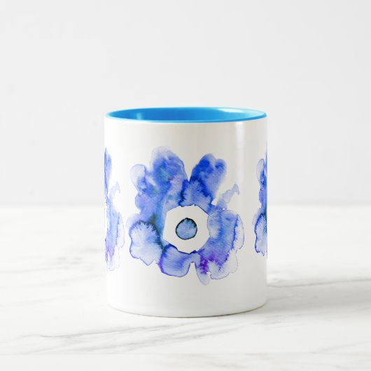 Floral waterverf hand-getrokken abstracte kunst Tw Tweekleurige Koffiemok (Center)