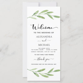 Floral Waterverf Hand Lettered Wedding Programme