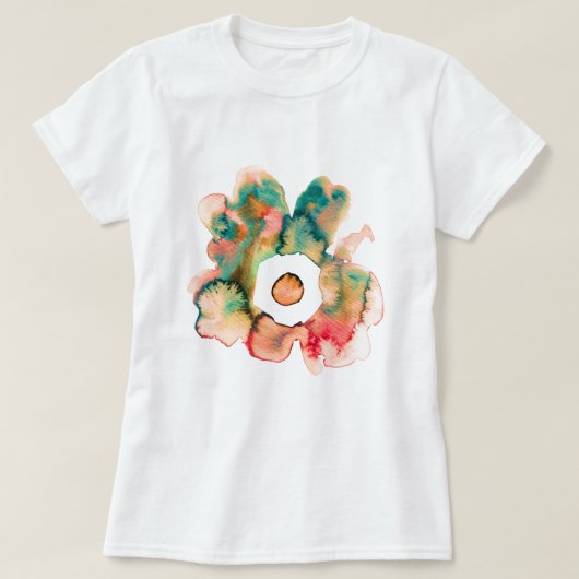 Floral waterverf handgetekende abstracte art T-Shi T-shirt (Design voorkant)