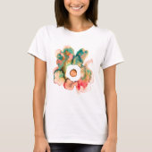 Floral waterverf handgetekende abstracte art T-Shi T-shirt (Voorkant)