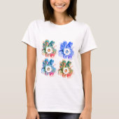 Floral waterverf handgetekende abstracte art T-Shi T-shirt (Voorkant)