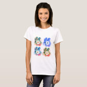 Floral waterverf handgetekende abstracte art T-Shi T-shirt (Voorkant volledig)