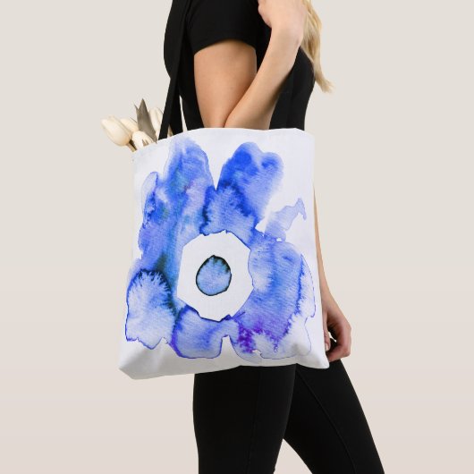 Floral waterverf handgetekende abstracte canvas ta tote bag (Dichtbij)