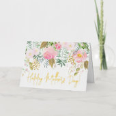 Floral Waterverf Happy Moederdag Folie Feestdagenkaart (Voorkant)