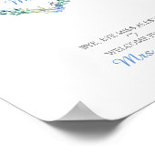 Floral Waterverf hart met bladeren in blauw Poster (Hoek)