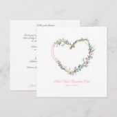 Floral Waterverf Hart met bladeren in roze Kaart (Voorkant / Achterkant)