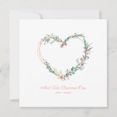 Floral Waterverf Hart met bladeren in roze Kaart (Voorkant)