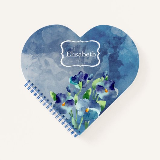 Floral Waterverf Heart Shaped Spiral Notitieboek (Voorkant)