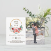 Floral Waterverf Herfst Bewaar de datum fotokaart Save The Date (Staand voorkant)