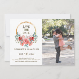 Floral Waterverf Herfst Bewaar de datum fotokaart Save The Date
