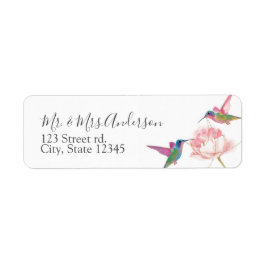 Floral Waterverf Hummingbird Address Label