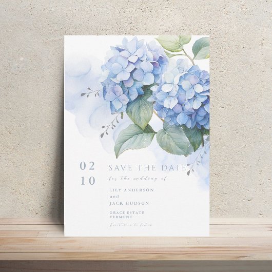Floral Waterverf Hydrangea Bruiloft Save The Date Kaart
