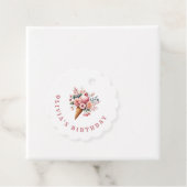 Floral Waterverf Ice Cream en Redberry Bedankjes Labels (In situ)