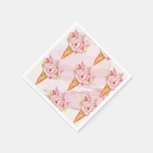 Floral Waterverf Ice Cream Napkins Servet (Hoek)