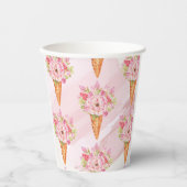 Floral Waterverf Ice Cream Papieren Bekers (Voorkant)