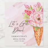 Floral Waterverf Ice Cream Vrijgezellenfeest Wijn Etiket (Enkel label)