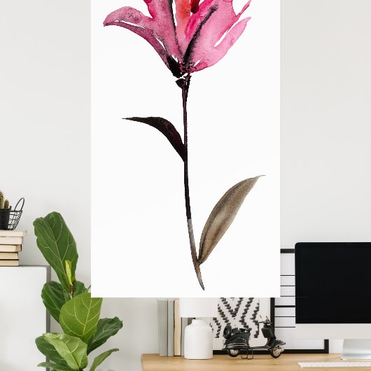 Floral Waterverf II Poster (Thuiskantoor)