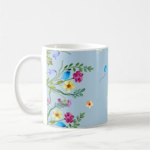 Floral waterverf in blauwe tonnen koffiemok